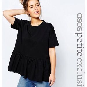 Topshop smock peplum t shirt black US12